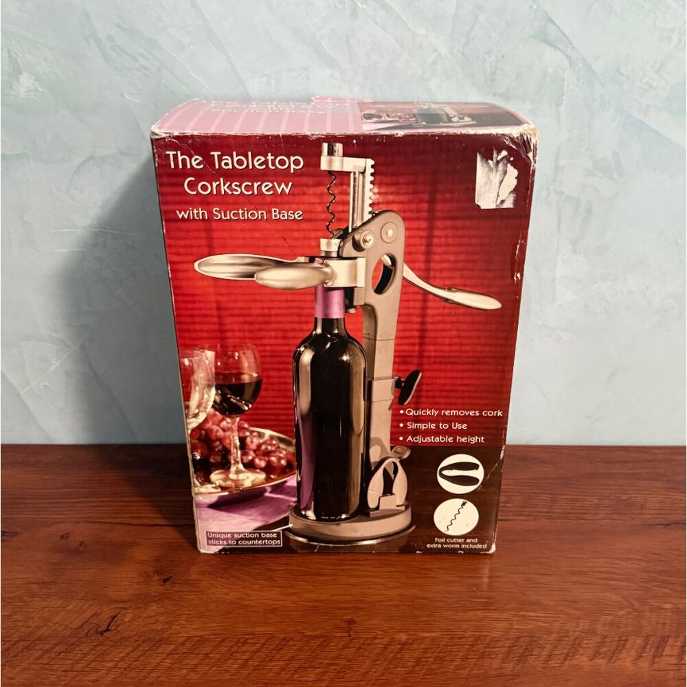 The Tabletop Corkscrew With Suction Base, Open Box But New, Never Used